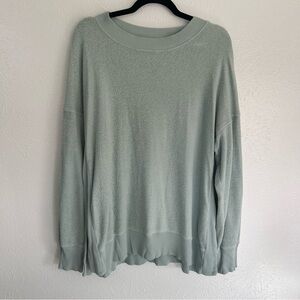 Aerie Blue Green Fleece Sherpa Pullover Sweatshirt Athletic Winter Gym Yoga L